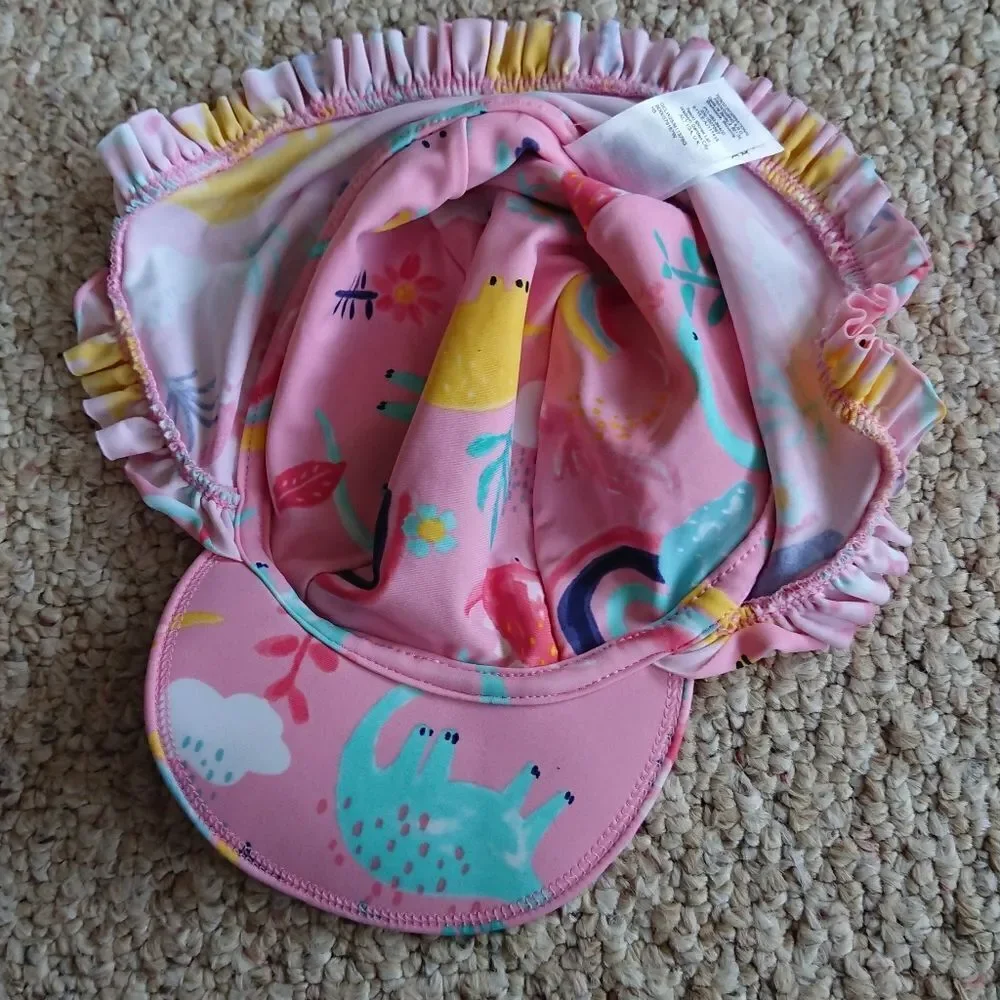 F&F Pink dinosaur Rainbow Summer Sun Cap Hats - Girls 3-4 years
